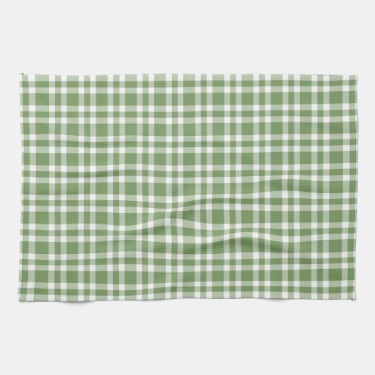 Green White Plaid Pattern キッチンタオル (横)