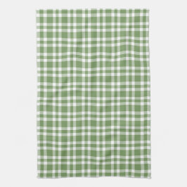 Green White Plaid Pattern キッチンタオル