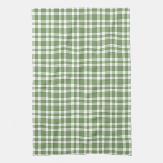 Green White Plaid Pattern キッチンタオル (縦)