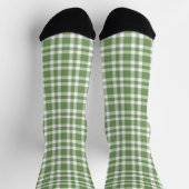 Green White Plaid Pattern ソックス (上部)