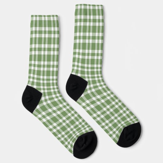 Green White Plaid Pattern ソックス (右)