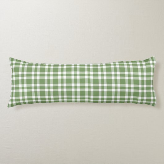 Green White Plaid Pattern ボディピロー (正面)