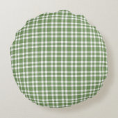 Green White Plaid Pattern ラウンドクッション (裏面)