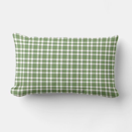 Green White Plaid Pattern ランバークッション (正面)