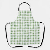 Green White Plaid Stripes   エプロン (正面)