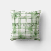 Green White Plaid Stripes クッション (正面)