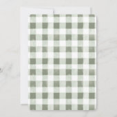 Green White Plaid Stripes Baby Shower 招待状 (裏面)