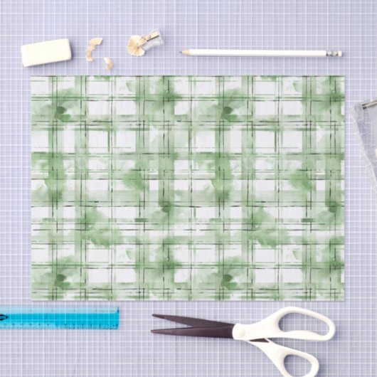 Green White Plaid Stripes Birthday 薄葉紙 (クラフト)