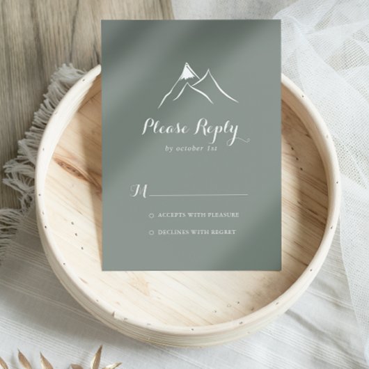 Green White Silhouette Mountain RSVP