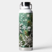 GREEN WHITE SILVER HOLIDAY CHRISTMAS ORNAMENTS ウォーターボトル (背面)