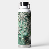 GREEN WHITE SILVER HOLIDAY CHRISTMAS ORNAMENTS ウォーターボトル (背面)