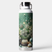 GREEN WHITE SILVER HOLIDAY CHRISTMAS ORNAMENTS ウォーターボトル (背面)