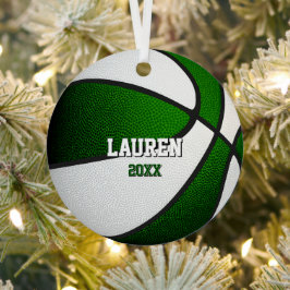 green white sports keepsake gifts basketball メタルオーナメント