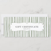 Green White Stripe Vintage Bow Gift Certificate (正面)