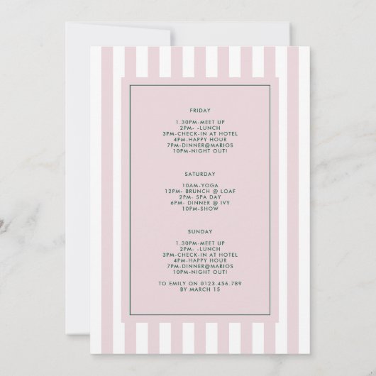 Green & White Striped Last Swing Before the Ring 招待状 (裏面)