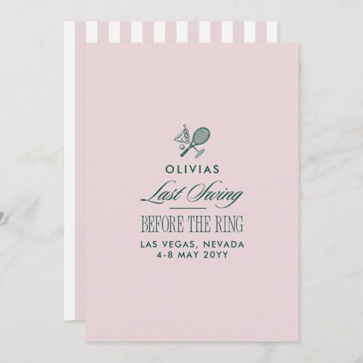 Green & White Striped Last Swing Before the Ring 招待状 (正面/裏面)