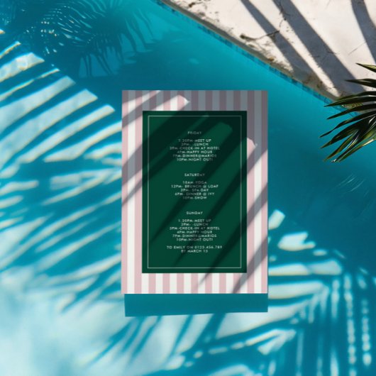 Green & White Striped Last Swing Before the Ring 招待状