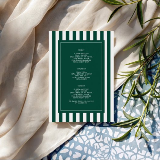 Green & White Striped Last Swing Before the Ring 招待状