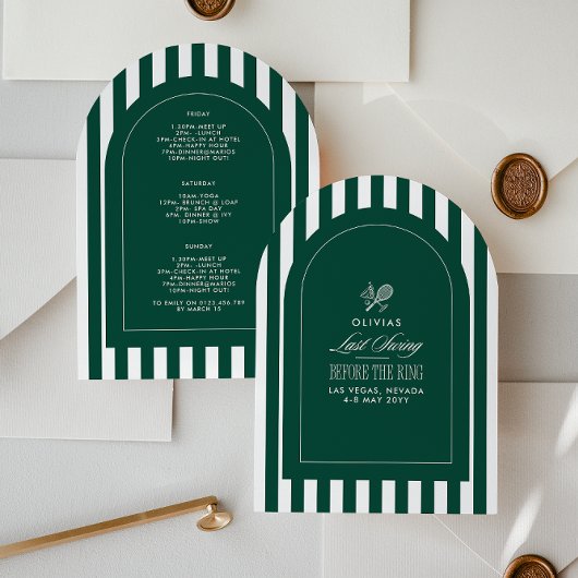 Green & White Striped Last Swing Before the Ring 招待状