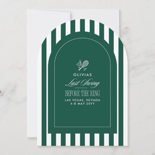 Green & White Striped Last Swing Before the Ring 招待状 (正面)