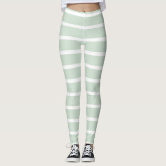 Green & White Striped Leggings  レギンス
