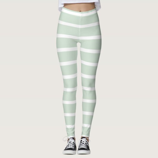 Green & White Striped Leggings  レギンス (正面)