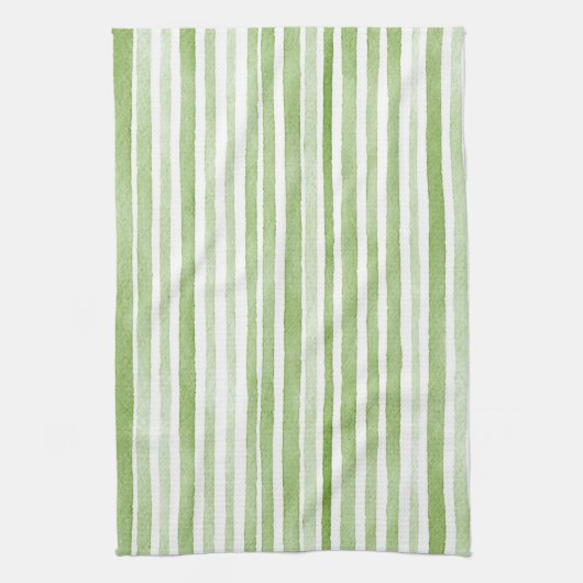 Green White Stripes キッチンタオル (縦)