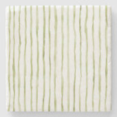 Green White Stripes ストーンコースター (正面)