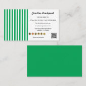 Green White Stripes & QR Code & Social Media Icon 名刺 (正面/裏面)