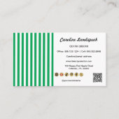 Green White Stripes & QR Code & Social Media Icon 名刺 (正面)
