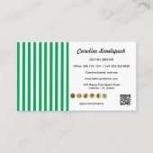 Green White Stripes & QR Code & Social Media Icons 名刺 (正面)