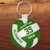 green white team colors boys girls volleyball キーホルダー (正面)