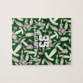 green white team colors girls boys volleyball ジグソーパズル (横)