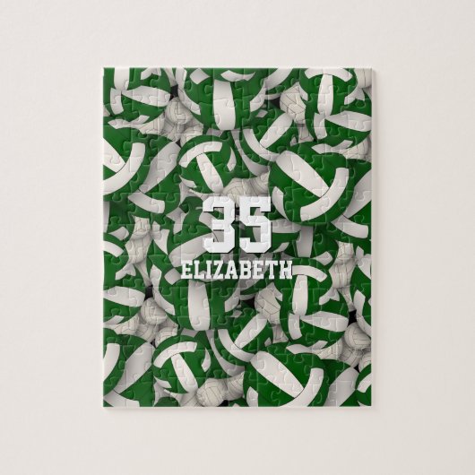 green white team colors girls boys volleyball ジグソーパズル (縦)
