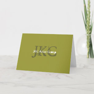 Green White Three Monogram Business Logo Notecards ノートカード