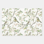 Green White Tulip Flowers Bridal Shower ラッピングペーパーシート (正面3)