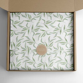 Green & White Watercolor Leaves Botanical Pattern 薄葉紙