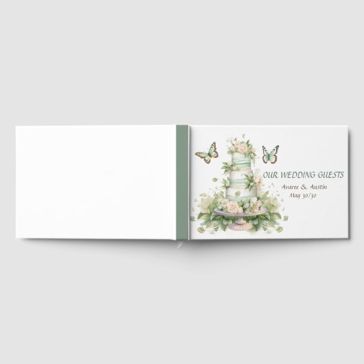 Green White Wedding Cake  ゲストブック (全面)