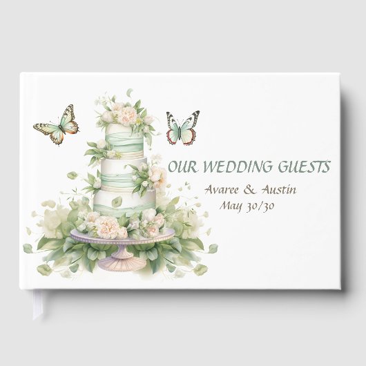 Green White Wedding Cake ゲストブック (正面)