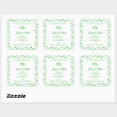 Green White Word Cloud Frame製品ラベルハート スクエアシール (シート)