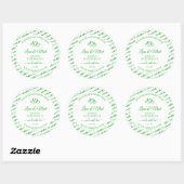 Green White Word Cloud Frame製品ラベルハート ラウンドシール (シート)