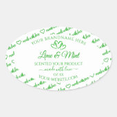 Green White Word Cloud Frame製品ラベルハート 楕円形シール (正面)