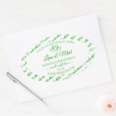 Green White Word Cloud Frame製品ラベルハート 楕円形シール (封筒)