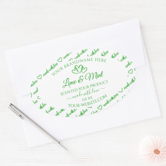 Green White Word Cloud Frame製品ラベルハート 楕円形シール (封筒)