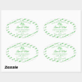 Green White Word Cloud Frame製品ラベルハート 楕円形シール (シート)