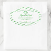 Green White Word Cloud Frame製品ラベルハート 楕円形シール (バッグ)