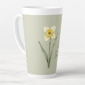 Green White Yellow Daffodil Flower カフェラテマグ (左アングル)