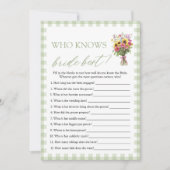 Green Who Knows The Bride Best Bridal Shower Game 招待状 (正面)