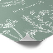 Green Wildflower Bridal Shower Bubbly Bar Sign ポスター (角)