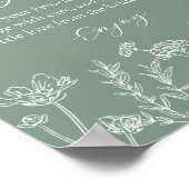 Green Wildflower Bridal Shower Flower Bar Sign ポスター (角)